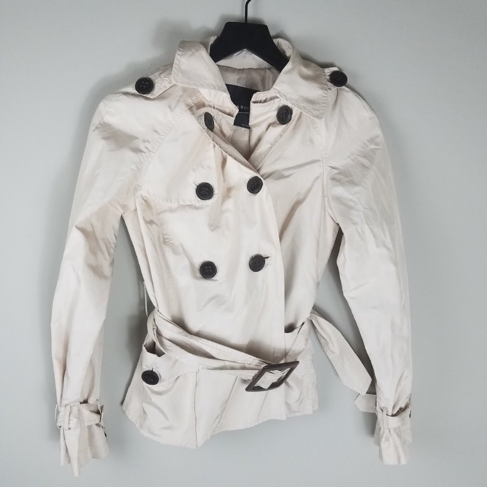 ZARA BASIC Belted Pea Coat | Light Beige | Size M